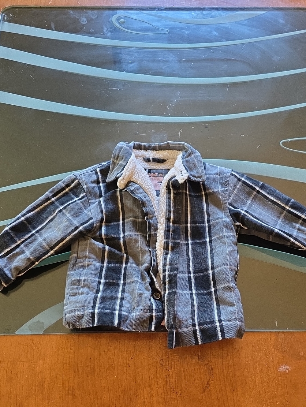 Cat & Jack Gray and Black Plaid Sherpa-Lined Button-Down Shirt Jacket